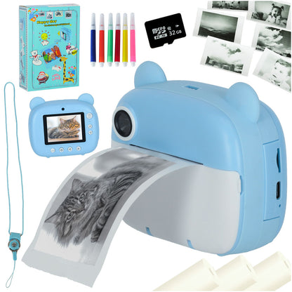 Kids Instant Print Camera Bear Blue – Thermal Print Camera