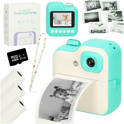 Kids Instant Print Camera Green 24MP – Thermal Print Camera