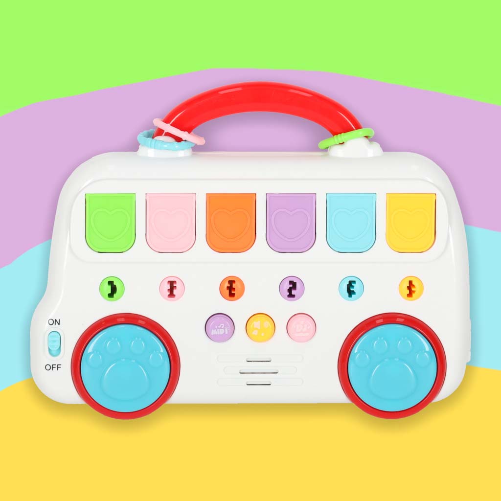 Musical Learning Bus with Keys & Pop-Up Animals – 3+