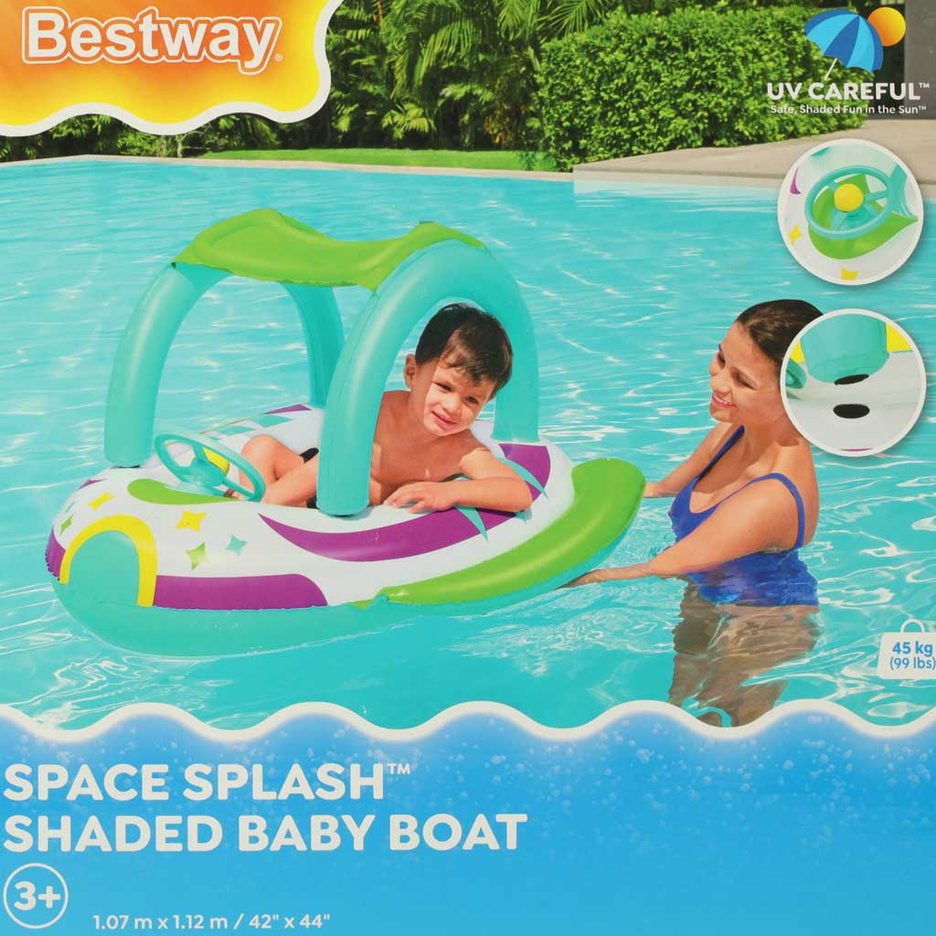 Bestway 34149 Inflatable Kids Float Boat with Seat & Steering Wheel – Space