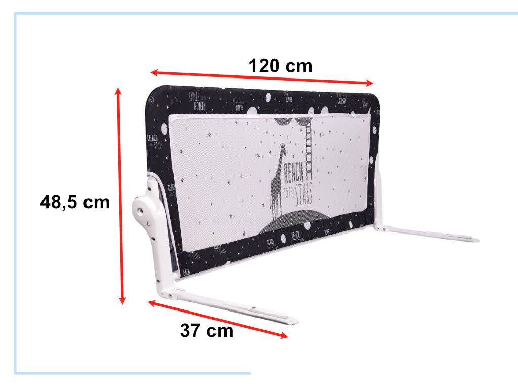 120cm Foldable Bed Safety Rail Guard – Black