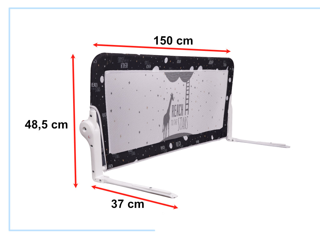 150 cm składana barierka ochronna do łóżka – czarna