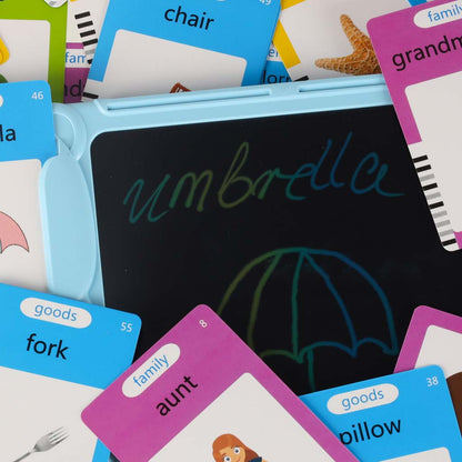 Interaktywny czytnik fiszek ze 112 kartami edukacyjnymi i tabletem do pisania LCD