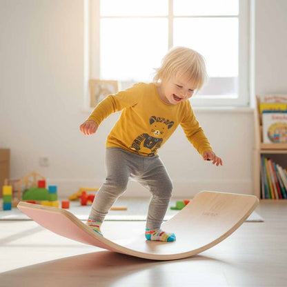 Wooden Balance Board for Kids 3+ – Pink Felt