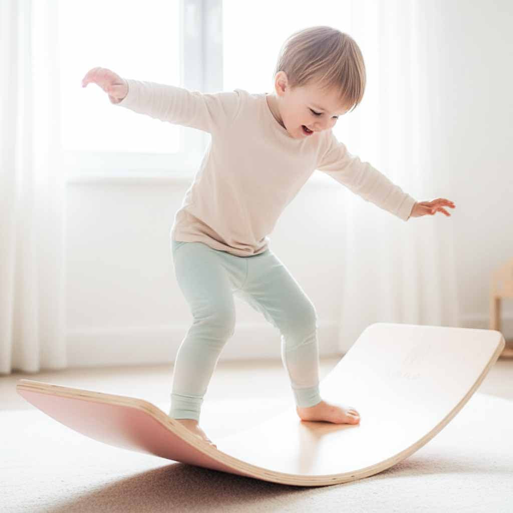 Wooden Balance Board for Kids 3+ – Pink Felt
