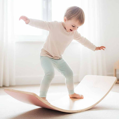 Wooden Balance Board for Kids 3+ – Pink Felt