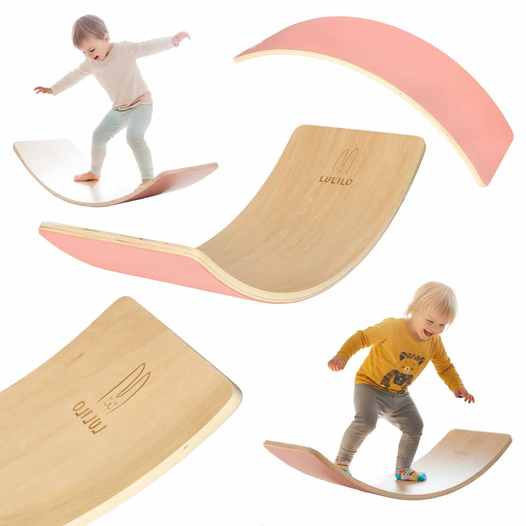 Wooden Balance Board for Kids 3+ – Pink Felt