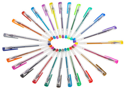 Zestaw 25 brokatowych długopisów żelowych
