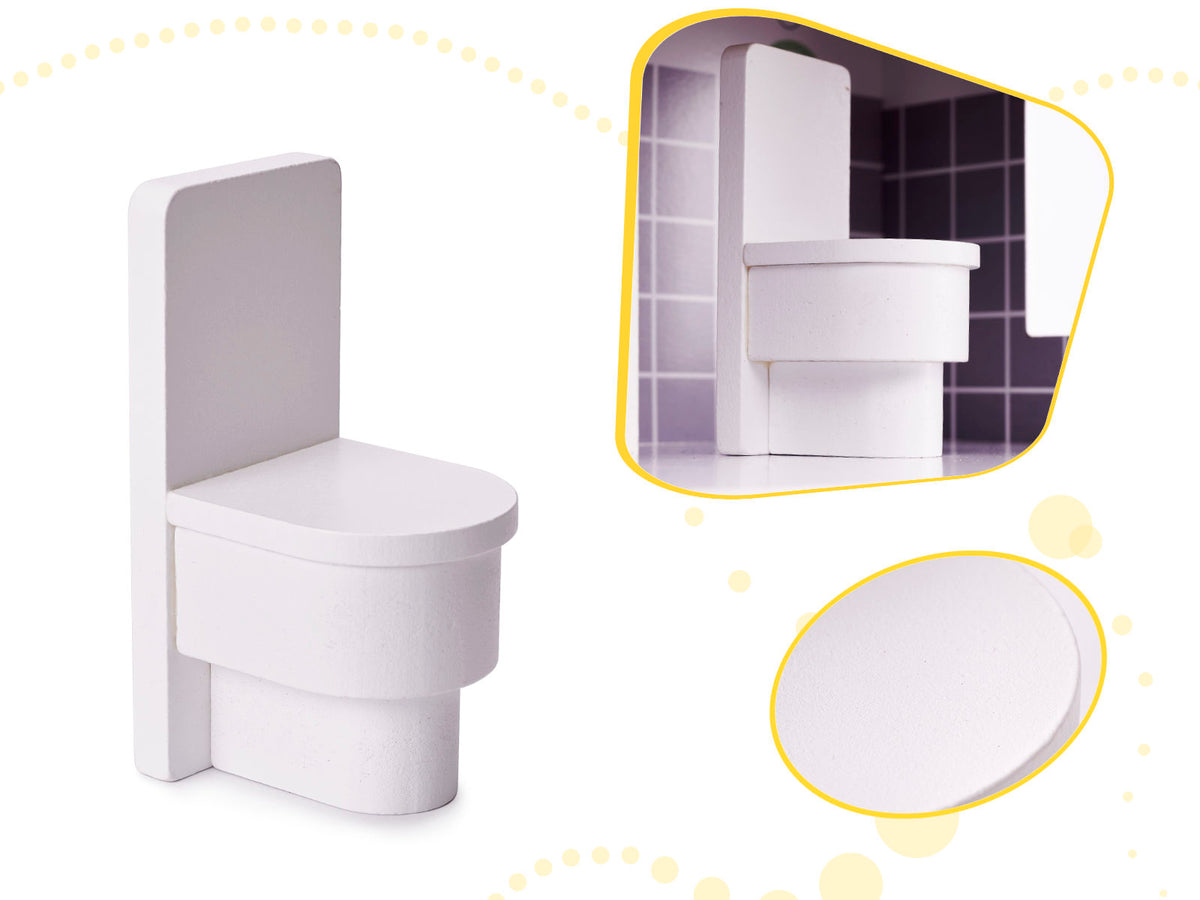 Drewniany domek dla lalek z meblami szary 70cm MDF