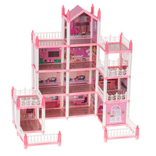 Różowy Domek dla Lalek DIY z Meblami – 4-poziomowy Domek dla Lalek