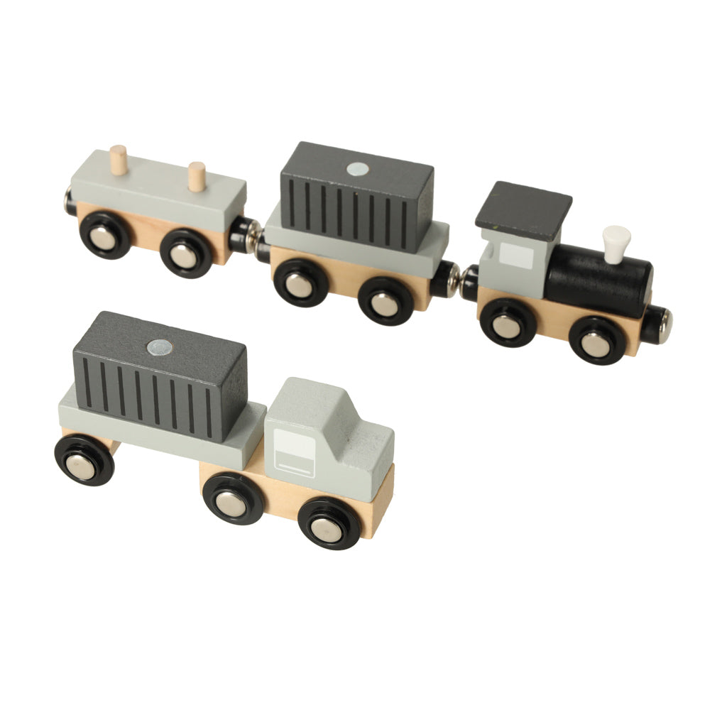 Wooden Crane Port Playset with Ship, Truck & Train – 3+