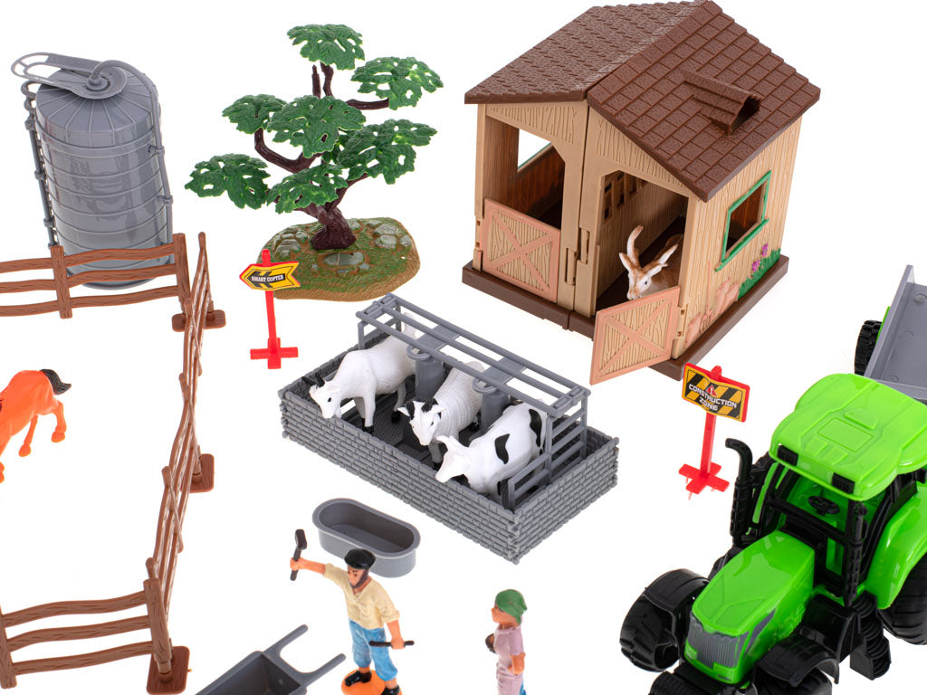 49-Piece Farm Play Set with Animals & Tractors