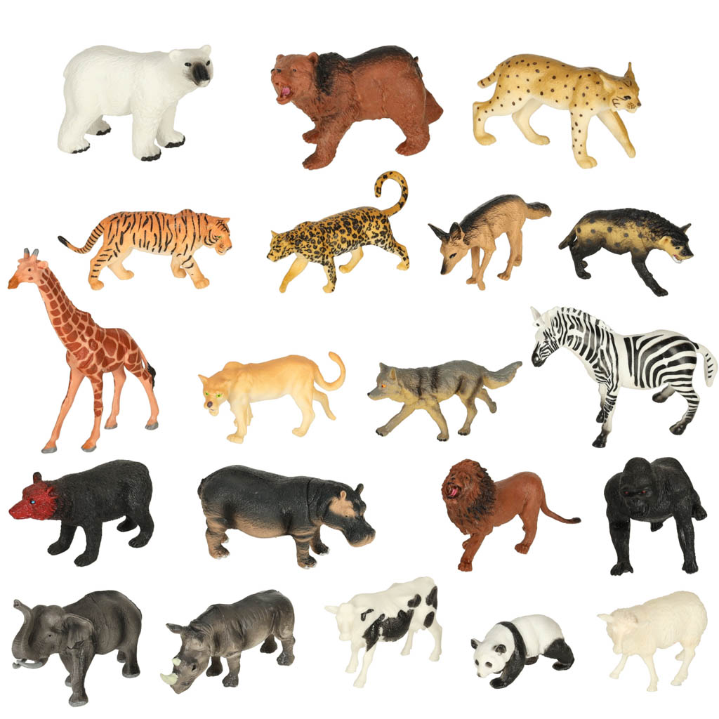 Zestaw figurek zwierząt z zoo – 59 elementów dla dzieci od 3 lat