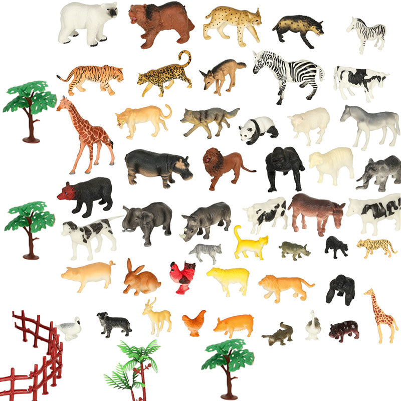 Zestaw figurek zwierząt z zoo – 59 elementów dla dzieci od 3 lat