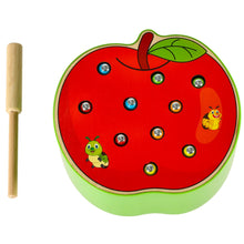 Drewniana Gra Magnetyczna Jabłko Łapanie Gąsienic Montessori