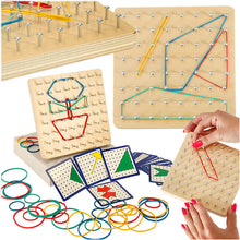 Drewniana Geodeska (Geoboard) z Gumkami i Kartami Wzorów