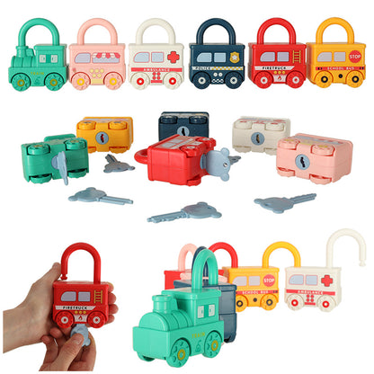Montessori Vehicle Lock & Key Set – 6 Cars & 7 Keys 18M+