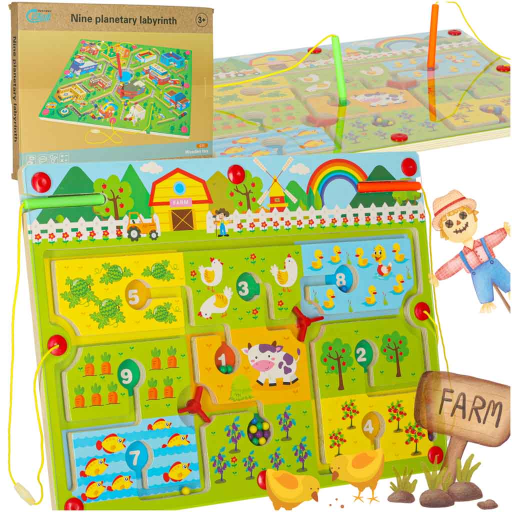Magnetic Maze Game for Kids 3+ – Farm Travel Toy