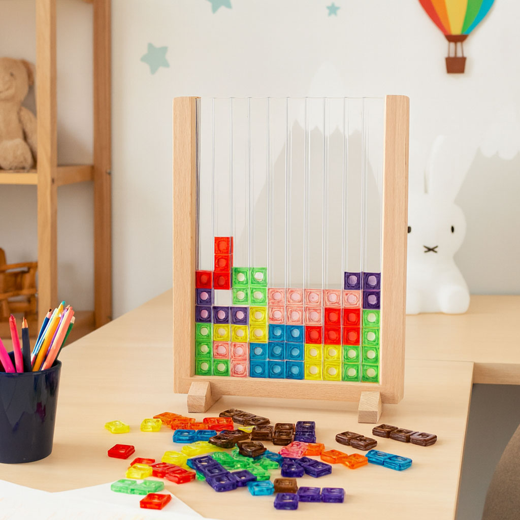 Stojąca Tablica z Zagadkami Logicznymi – Gra Montessori Rozwijająca Mózg