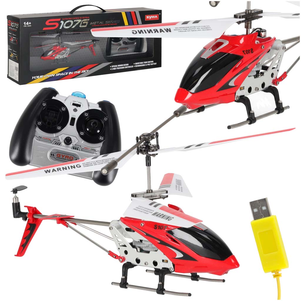 Helikopter zdalnie sterowany SYMA S107G RC Czerwony – Helikopter zdalnie sterowany z żyroskopem