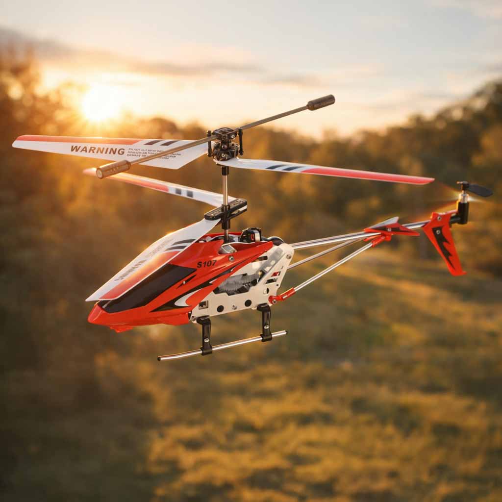 Helikopter zdalnie sterowany SYMA S107G RC Czerwony – Helikopter zdalnie sterowany z żyroskopem