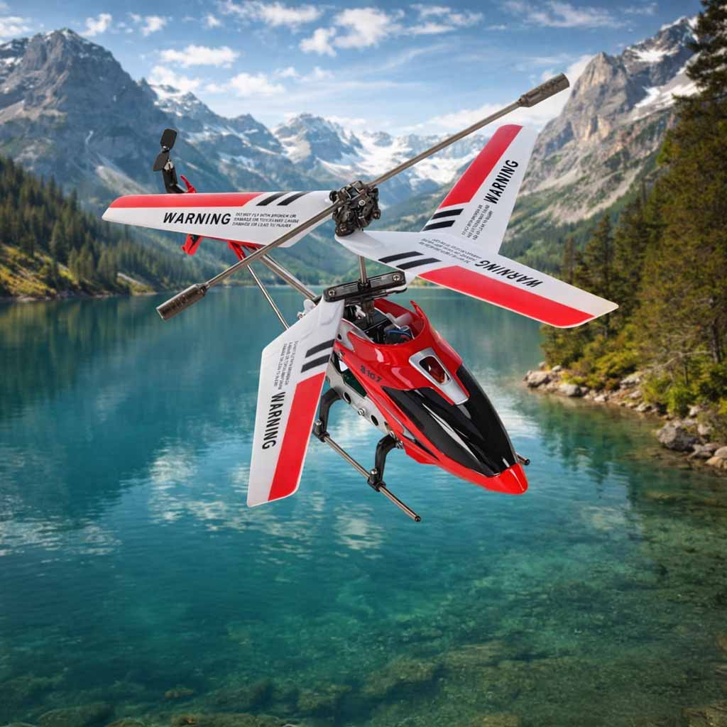 Helikopter zdalnie sterowany SYMA S107G RC Czerwony – Helikopter zdalnie sterowany z żyroskopem