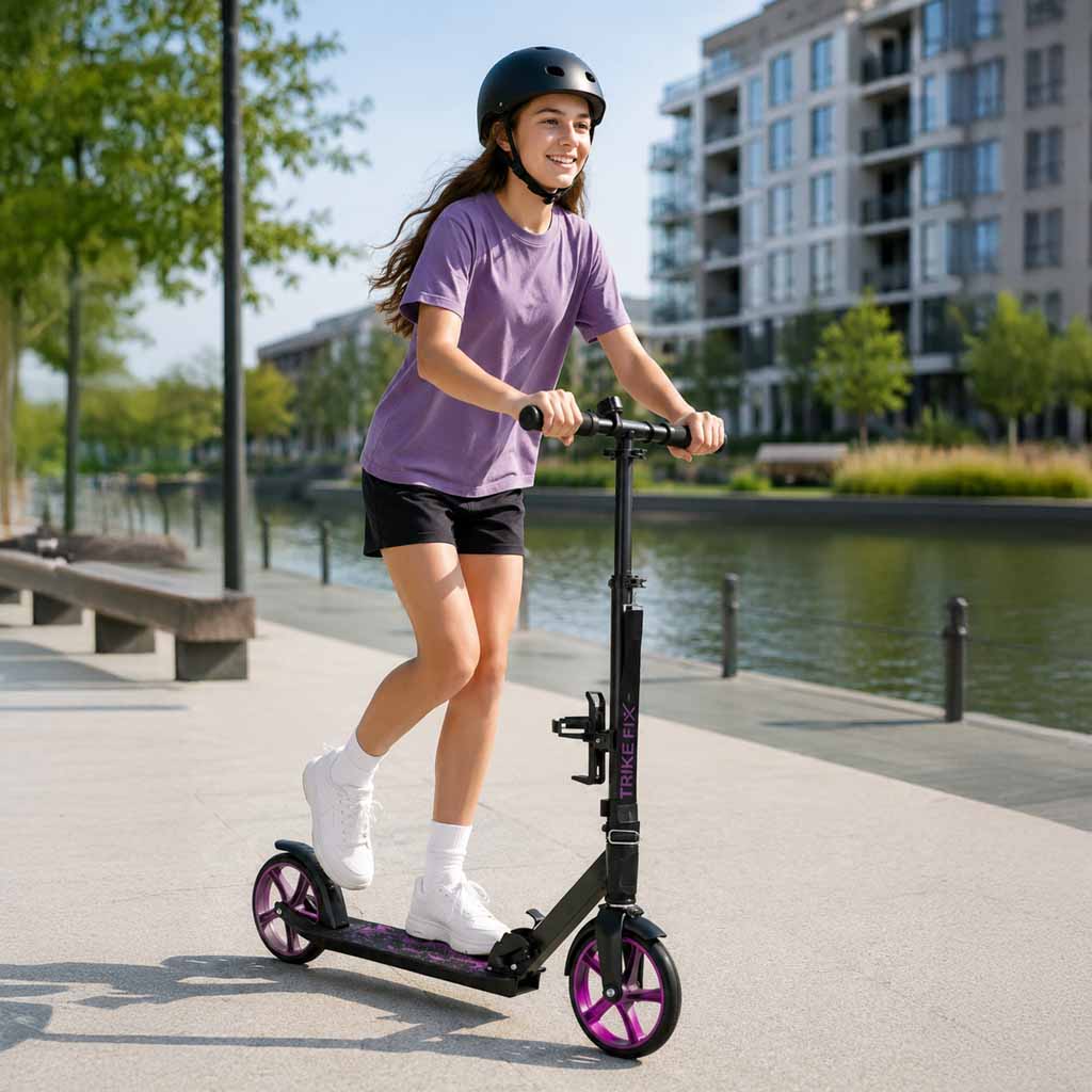 Hulajnoga miejska składana TRIKE FIX – duże koła, czarno-fioletowa