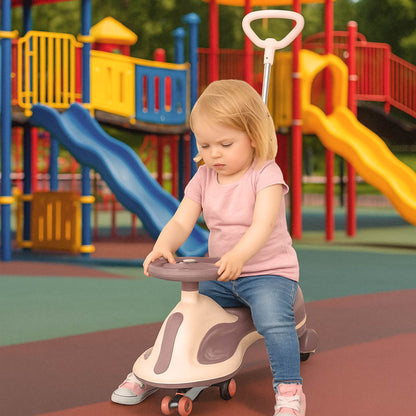 Kids Wiggle Car Ride-On Toy with LED Wheels & Push Handle