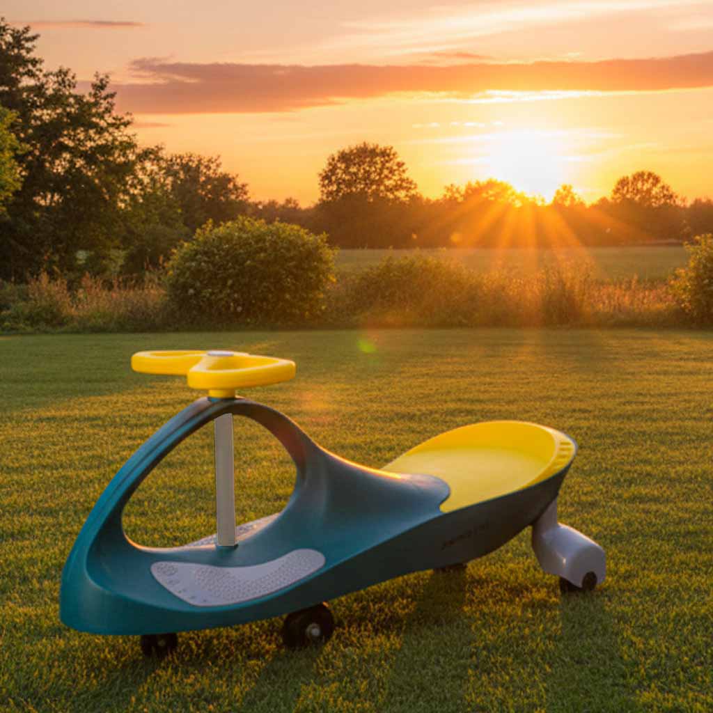 Gravity Ride-On Car with LED Wheels – Green & Yellow