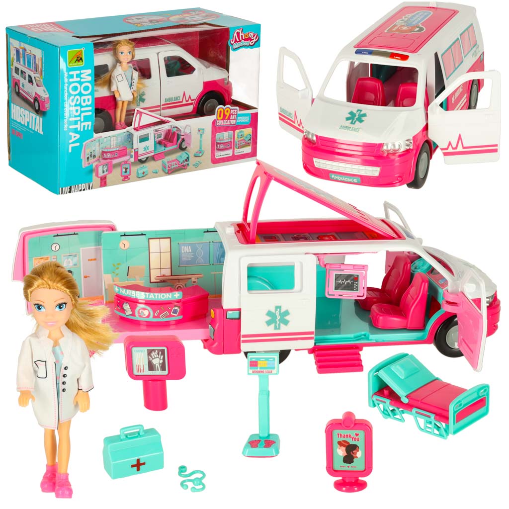 2-in-1 Ambulance & Mobile Hospital Playset with Doctor Doll