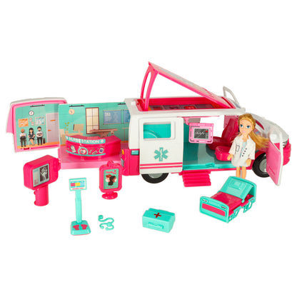 2-in-1 Ambulance & Mobile Hospital Playset with Doctor Doll