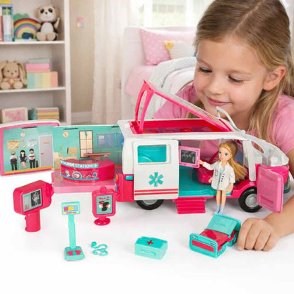 2-in-1 Ambulance & Mobile Hospital Playset with Doctor Doll