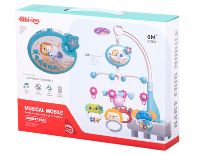 Blue Baby Crib Mobile with Star Projector & Remote Control
