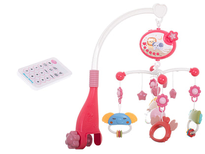 Pink Baby Crib Mobile with Star Projector & Remote Control