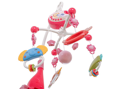 Pink Baby Crib Mobile with Star Projector & Remote Control