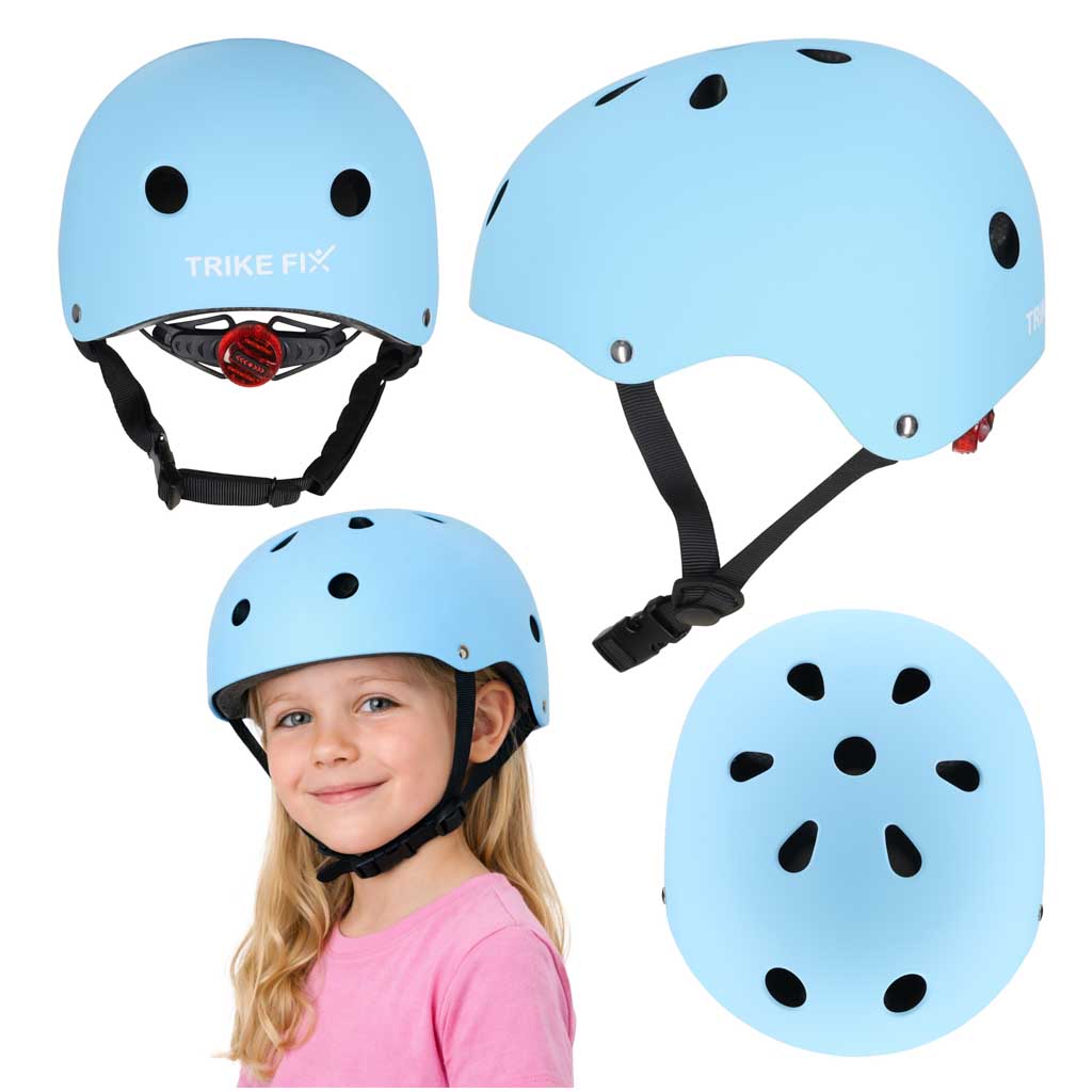 Kask rowerowy dla dzieci Trike Fix z diodą LED – niebieski, M 55–58 cm