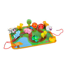 Wooden Animal Lacing Blocks with Activity Board