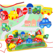 Wooden Vehicle Lacing Blocks with Activity Board