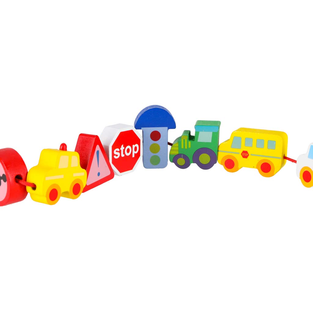 Wooden Vehicle Lacing Blocks with Activity Board