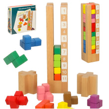 Drewniane puzzle Montessori z kolorowymi klockami dla dzieci 3+