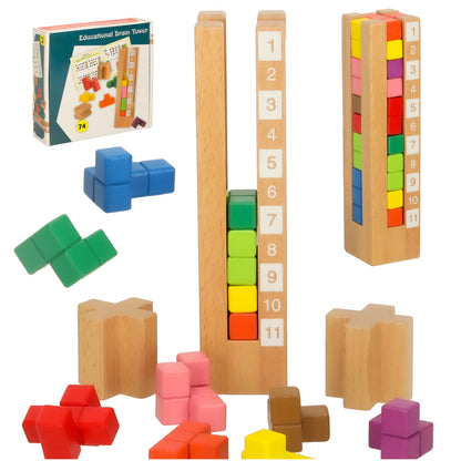 Montessori Wooden Puzzle with Colorful Blocks for Kids 3+