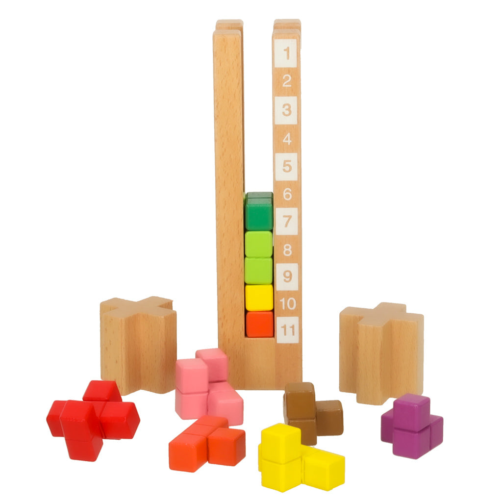 Montessori Wooden Puzzle with Colorful Blocks for Kids 3+