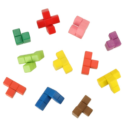 Montessori Wooden Puzzle with Colorful Blocks for Kids 3+