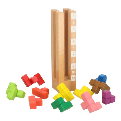 Montessori Wooden Puzzle with Colorful Blocks for Kids 3+
