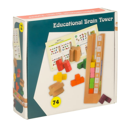 Montessori Wooden Puzzle with Colorful Blocks for Kids 3+