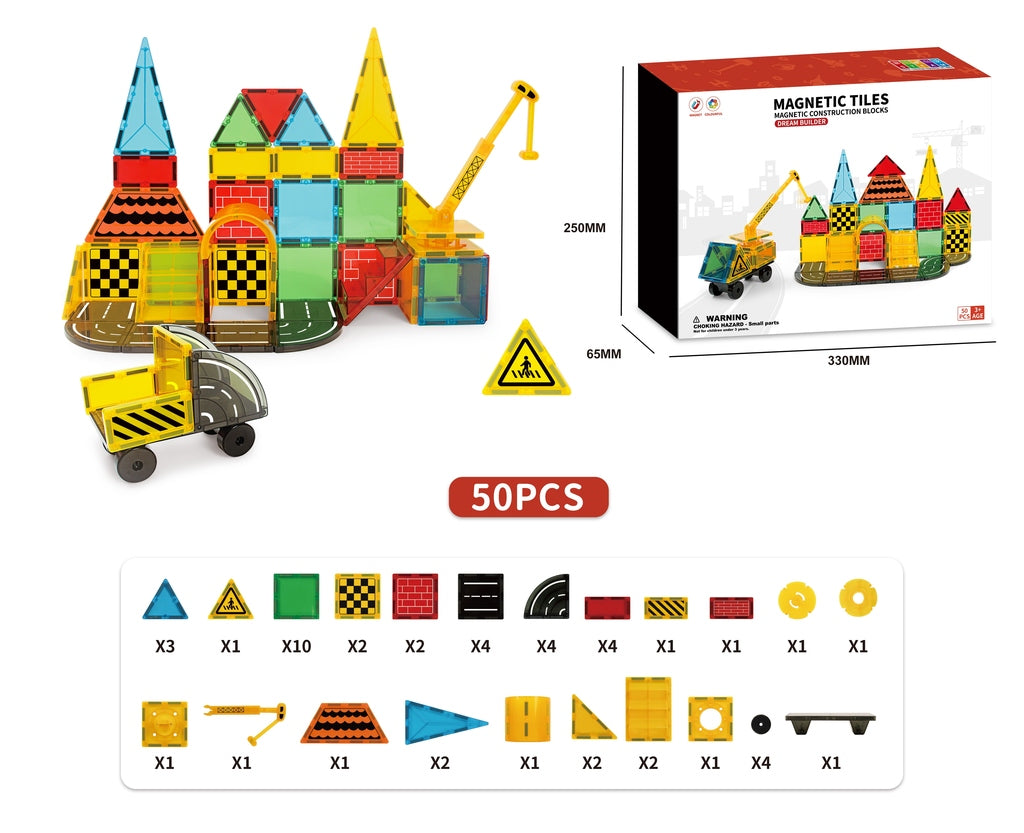 50-Piece Magnetic Building Blocks Set for Kids – STEM Construction Toys
