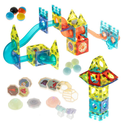 75-Piece Magnetic Marble Run Building Set with LED Balls