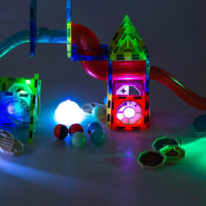 75-Piece Magnetic Marble Run Building Set with LED Balls