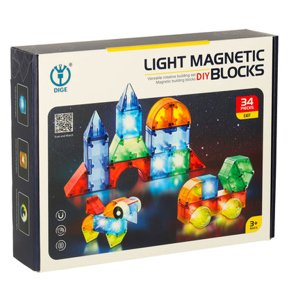 32-Piece Light-Up Magnetic Building Blocks for Kids 3+