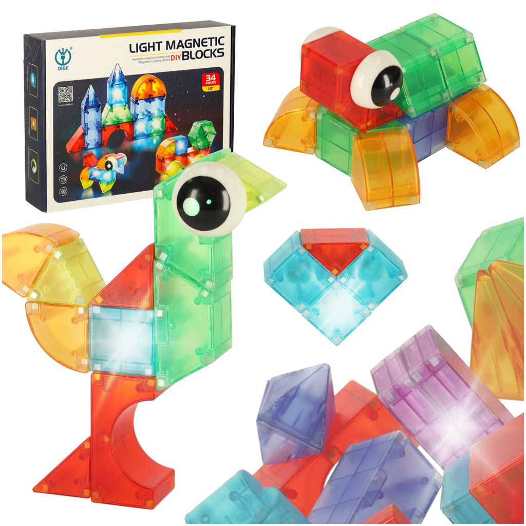 32-Piece Light-Up Magnetic Building Blocks for Kids 3+
